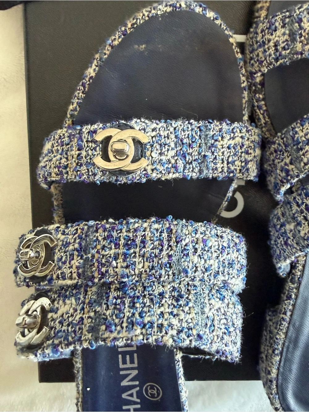 Chanel Tweed CC Embellished Sandals – Pre-Owned